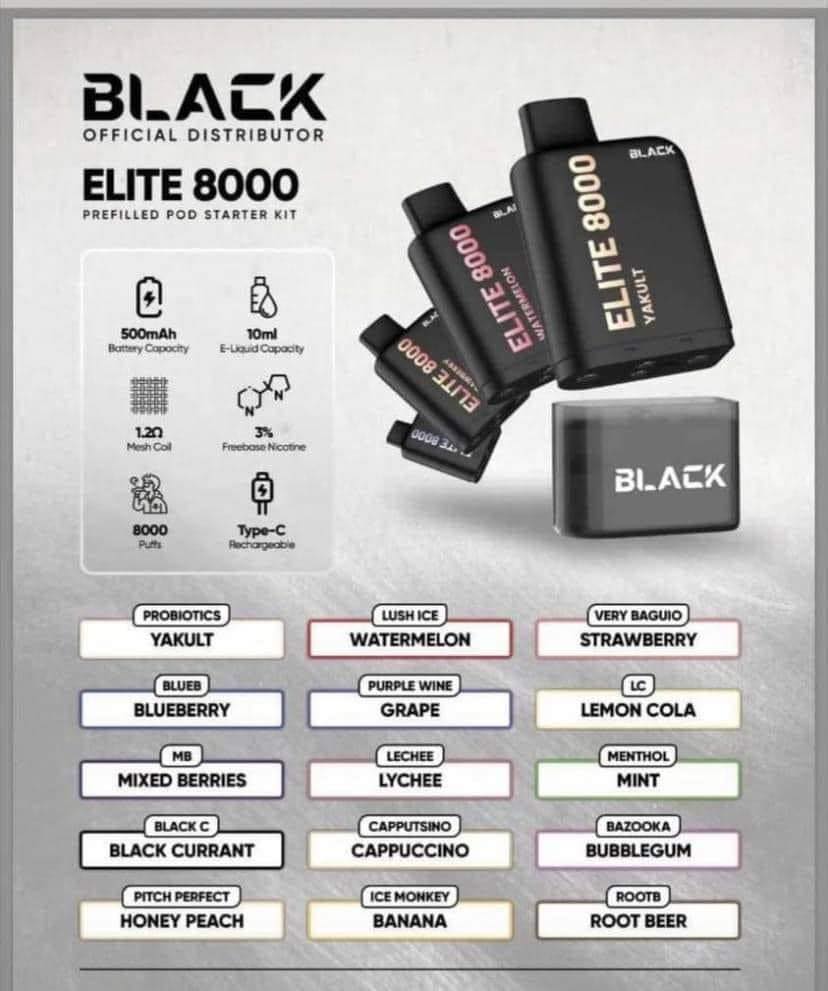 Black Elite V1 Disposable 8,000 Puffs