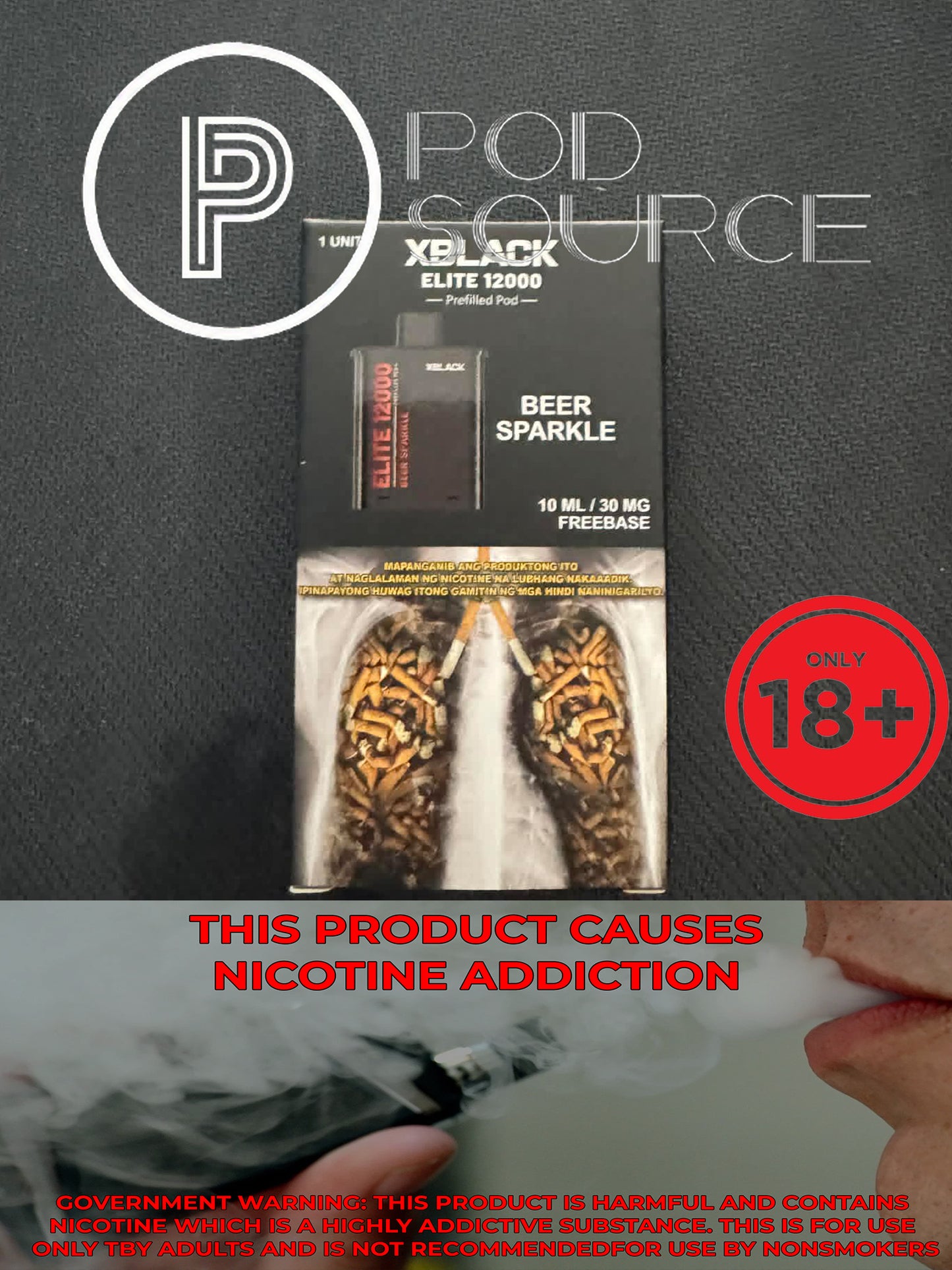 Black Elite V2 12,000 Puffs Disposable Pods