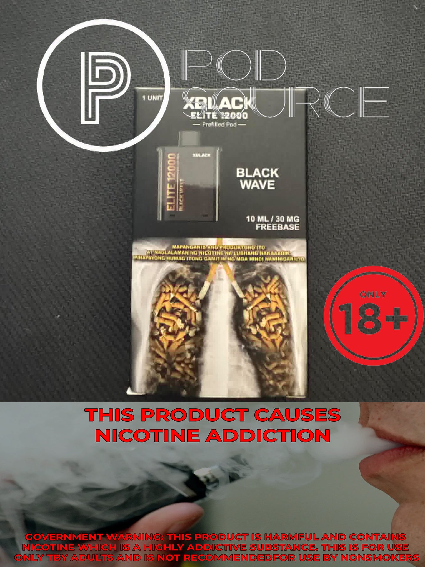 Black Elite V2 12,000 Puffs Disposable Pods