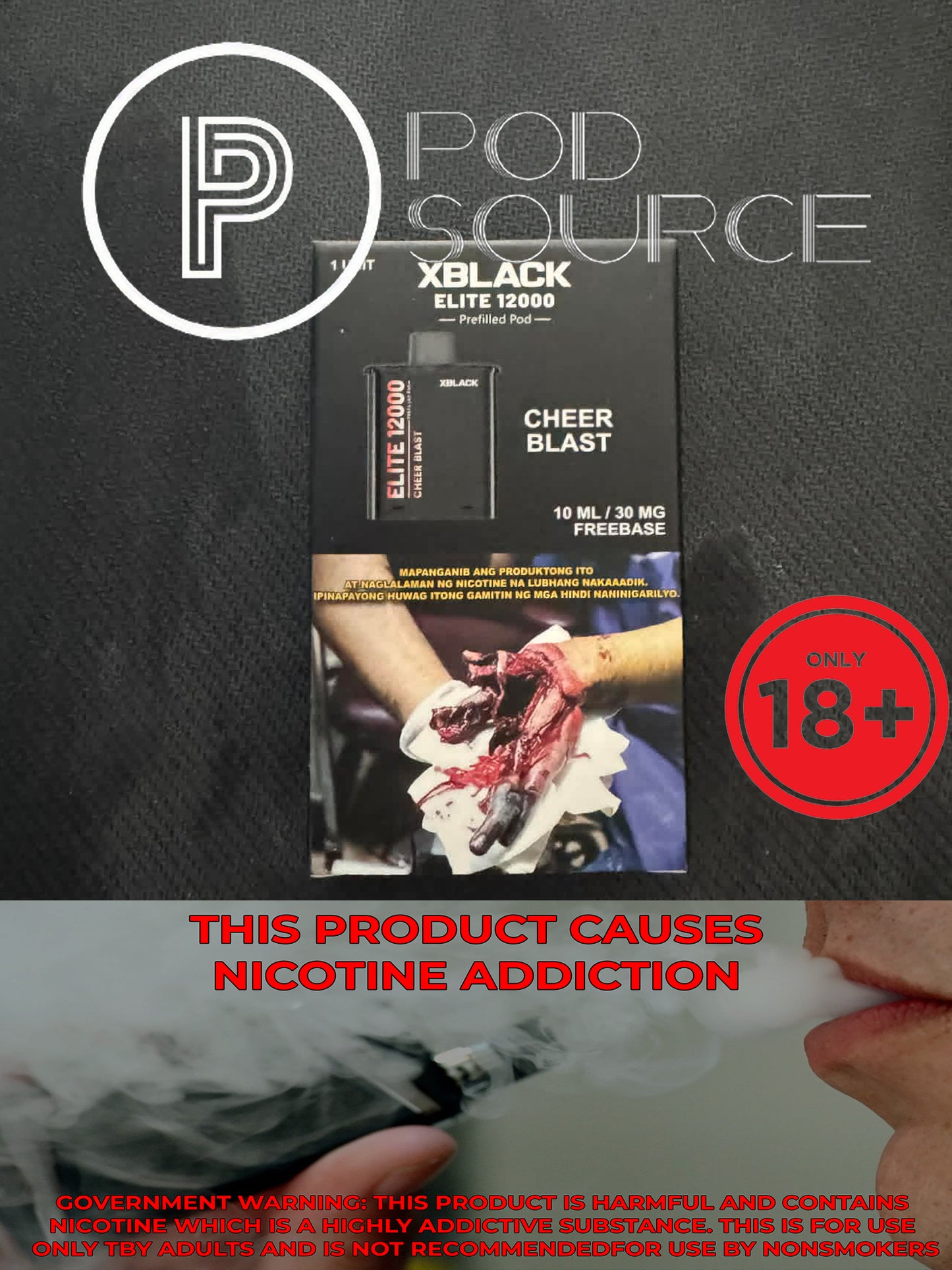 Black Elite V2 12,000 Puffs Disposable Pods