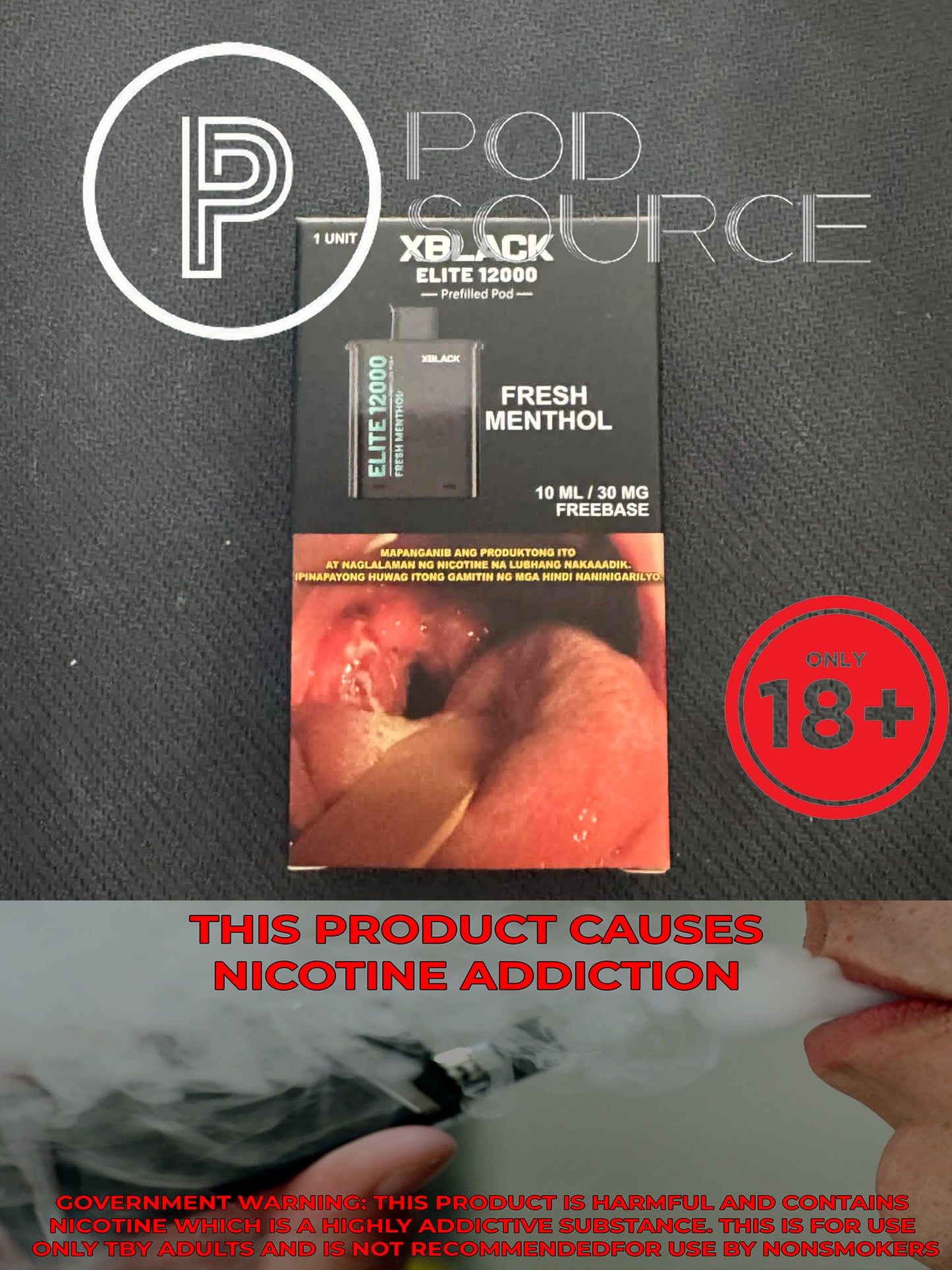 Black Elite V2 12,000 Puffs Disposable Pods