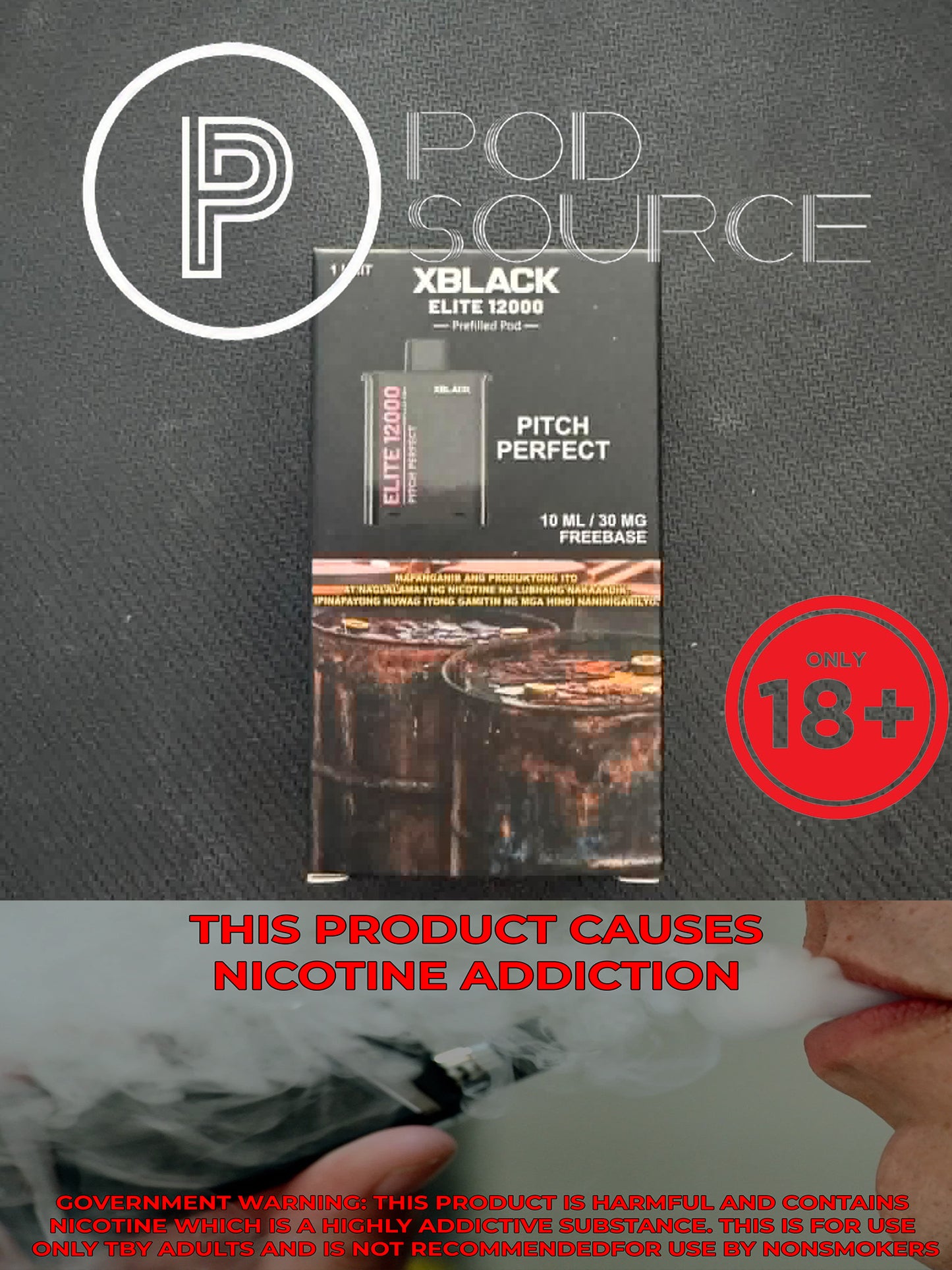 Black Elite V2 12,000 Puffs Disposable Pods