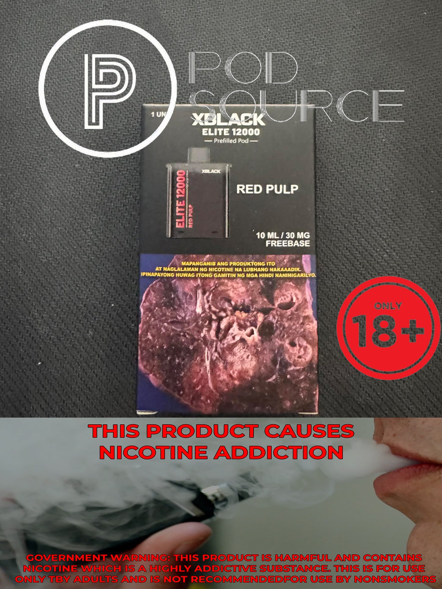 Black Elite V2 12,000 Puffs Disposable Pods