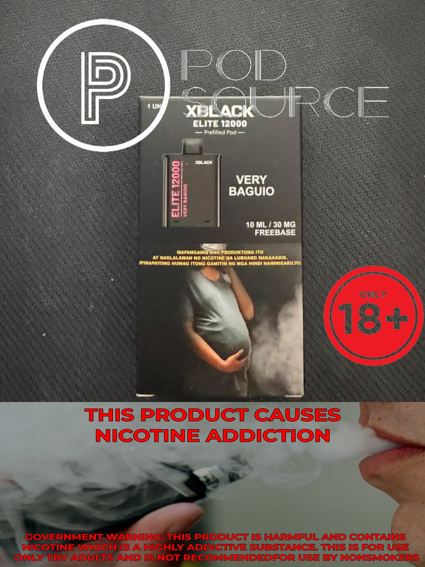 Black Elite V2 12,000 Puffs Disposable Pods