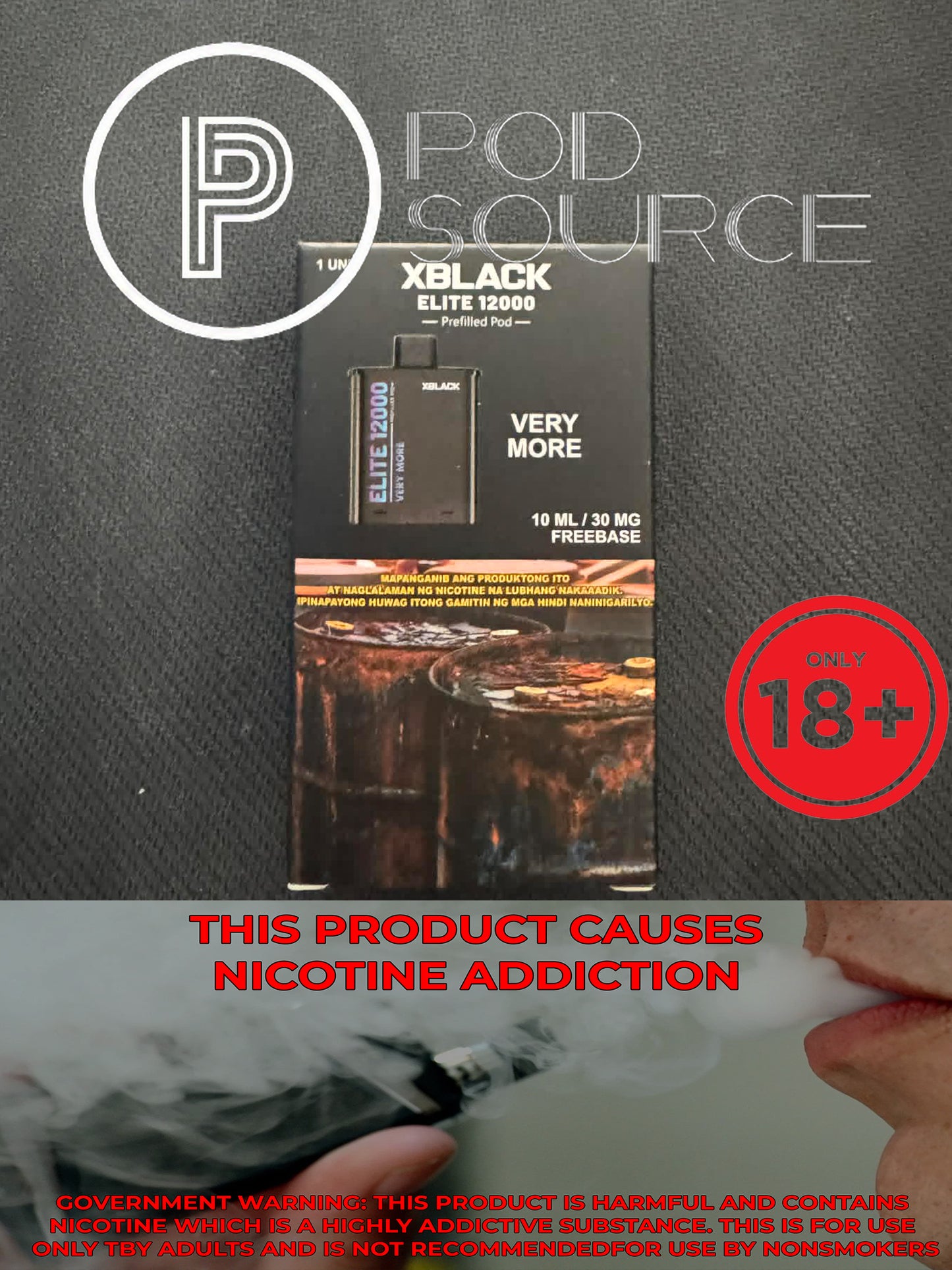 Black Elite V2 12,000 Puffs Disposable Pods