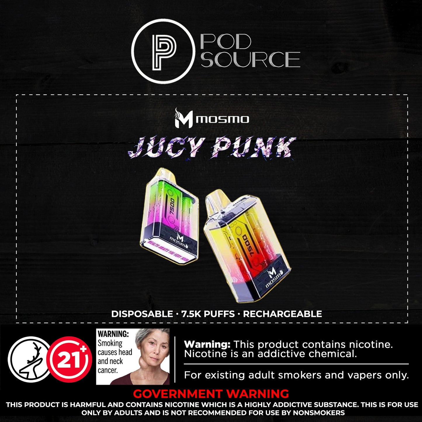 Mosmo Jucy Punk Diposable 7,500 Puffs With Lanyard