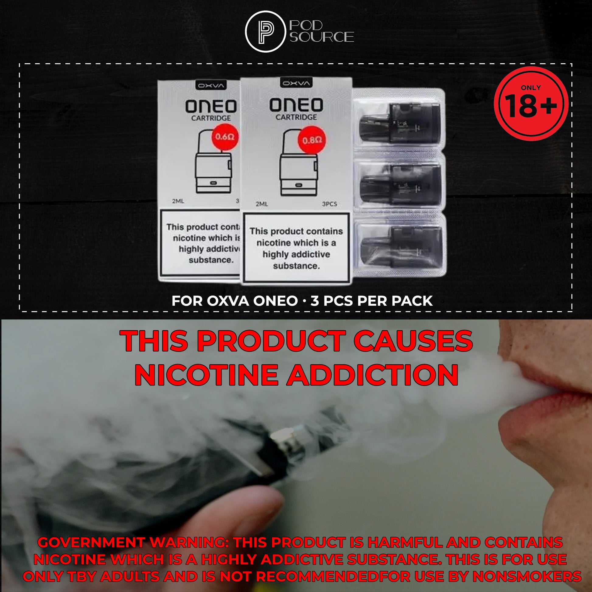 Vape Oxva Oxva Oneo Replacement Pods 3-Pack - Choose 0.4ohm, 0.6ohm, Or 0.8ohm - Compatible With Oneo Kit Only (No Nicotine) Vape Oxva Oxva Oneo Replacement Pods 3-Pack - Choose 0.4ohm, 0.6ohm, Or 0.8ohm - Compatible With Oneo Kit Only (No Nicotine)
