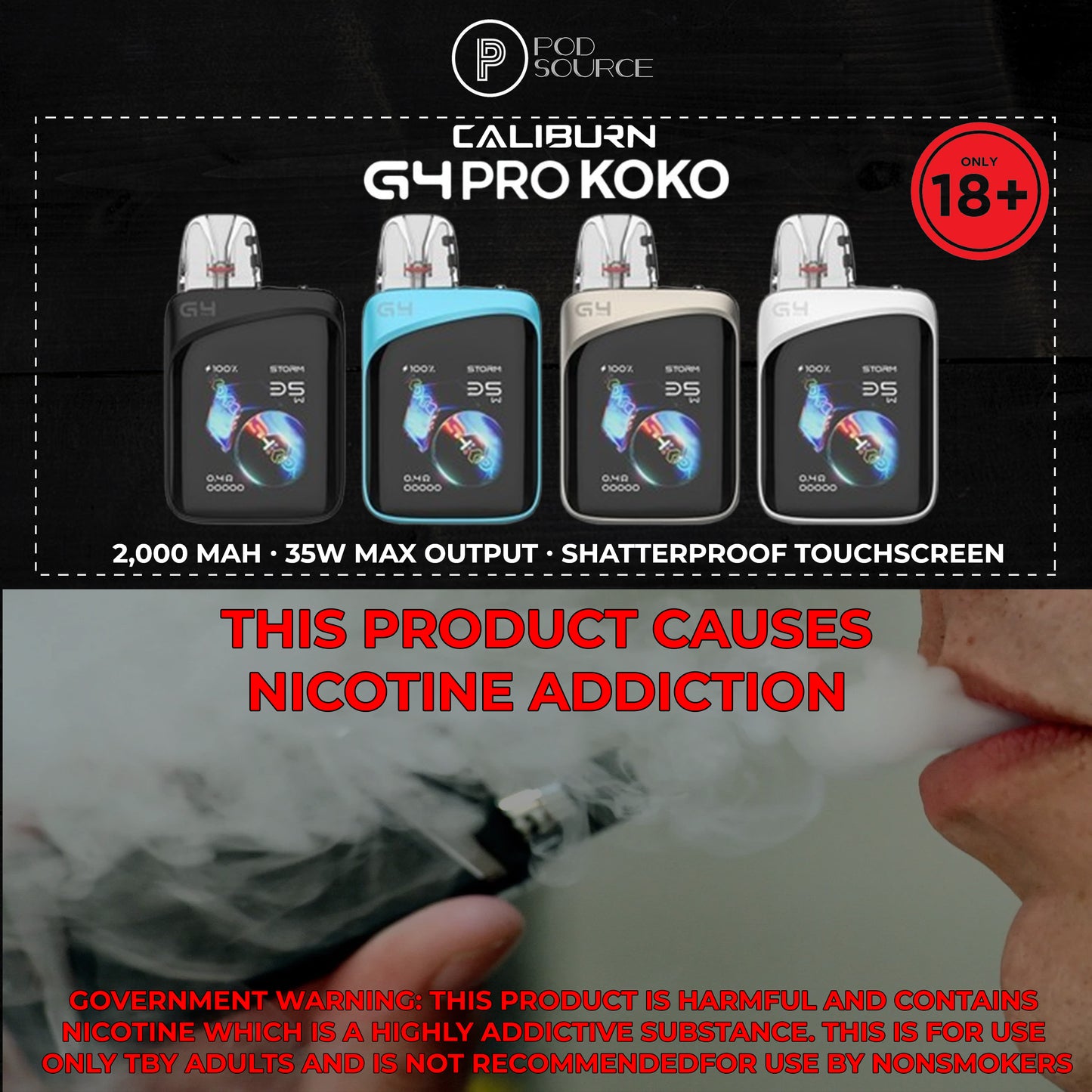 Uwell Caliburn G4 Pro Koko 35W 2,000 mAh Touchscreen Pod System