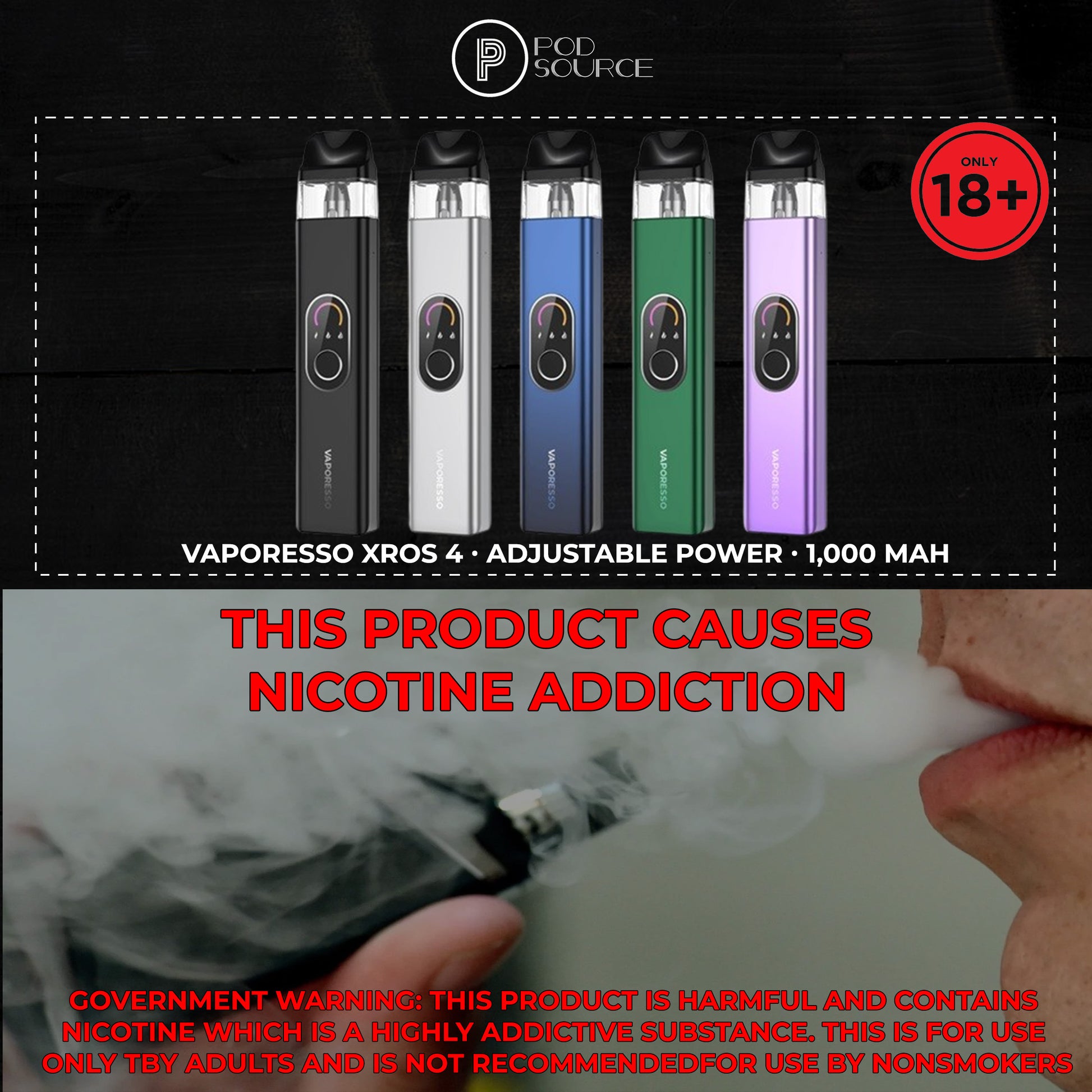 Vaporesso Xros 4 Kit 1,000mAh podsourcephilippines Vaporesso Xros 4 Kit 1,000mAh podsourcephilippines